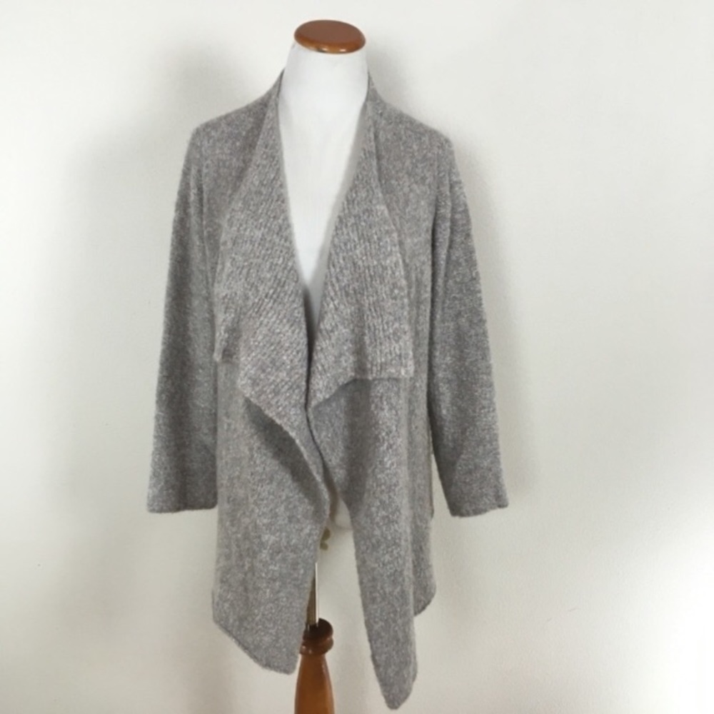 Eileen Fisher Alpaca Blend Open Cardigan Sweater Gray Tan‎ Women’s Sz Small